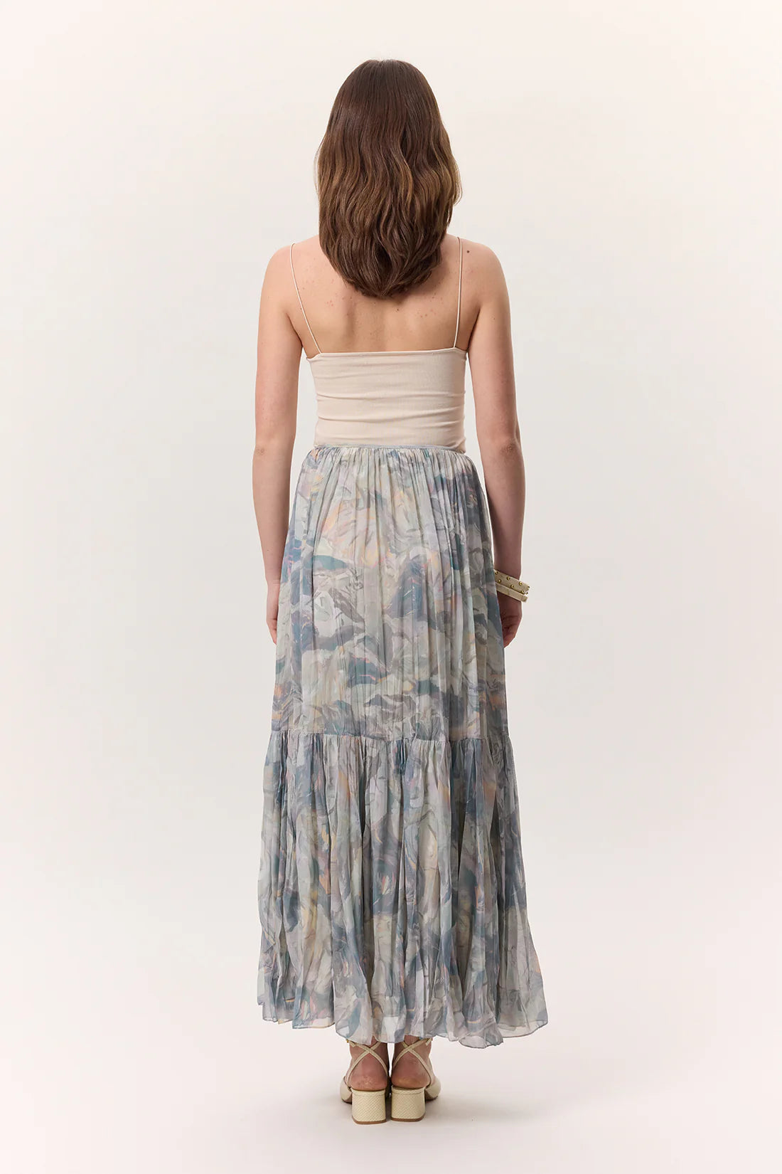 Patterned Crushed Pleated Skirt