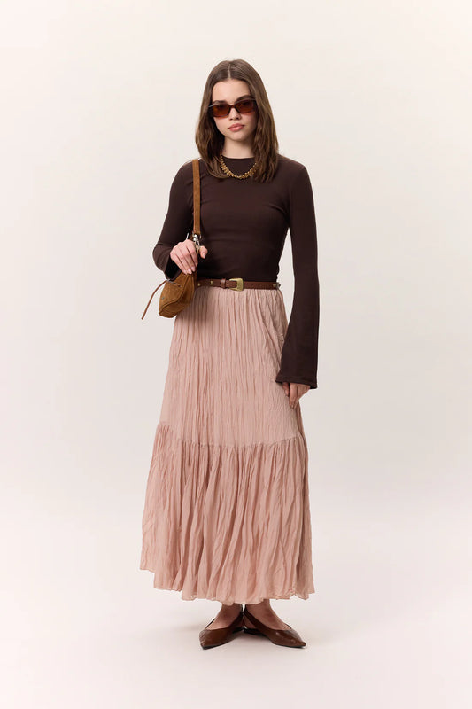 Crushed Pleated Maxi Skirt