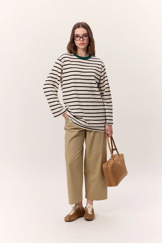 Striped Oversized Long Sleeve T-Shirt