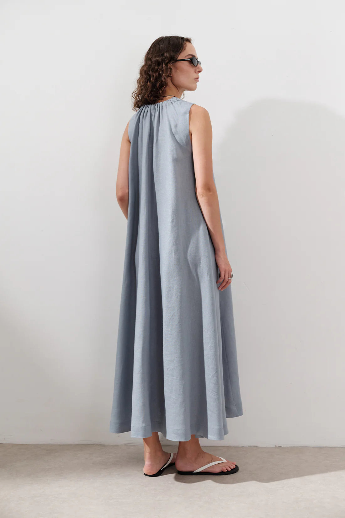 Linen Gathered Dress