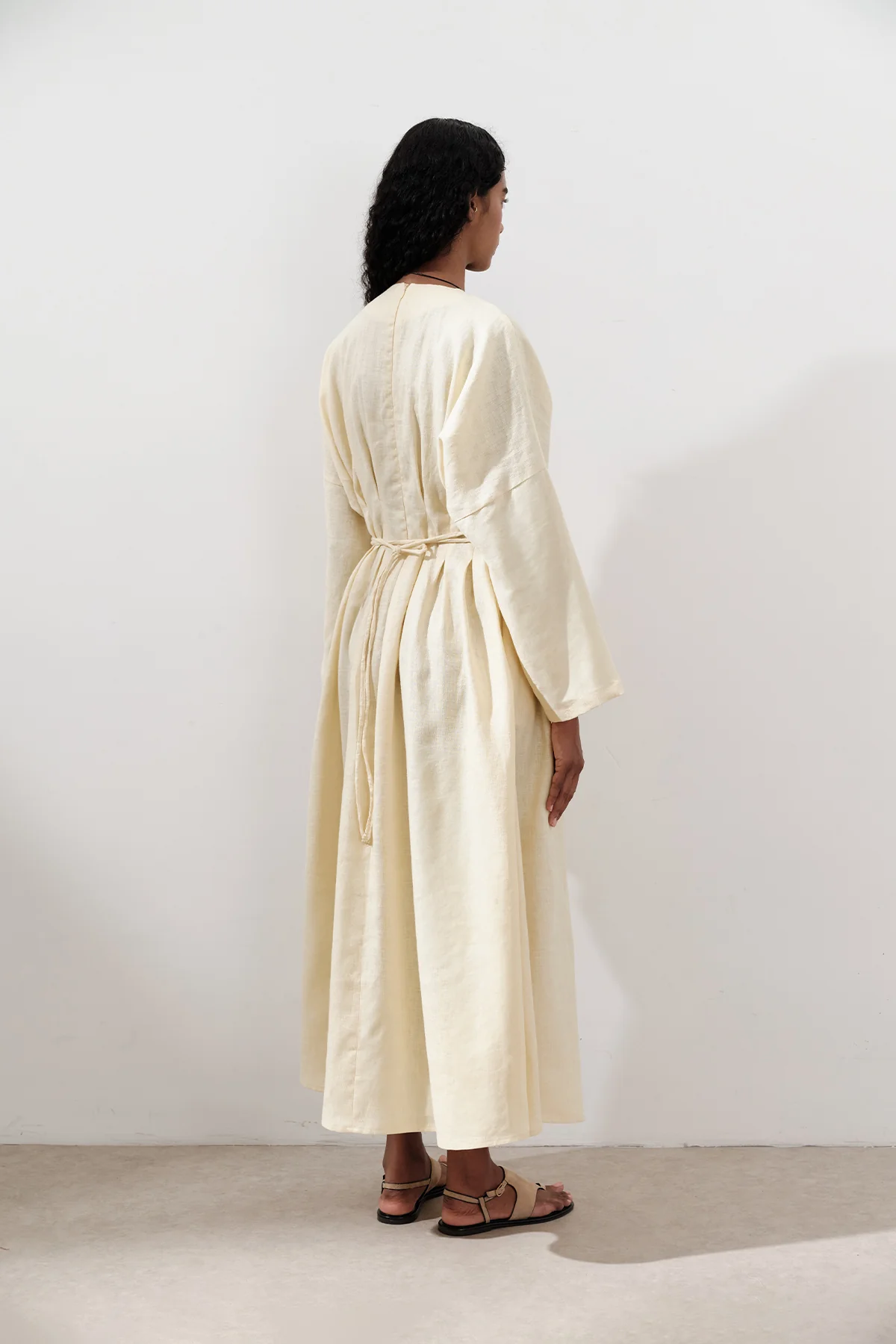 Linen Pleat Detail Dress