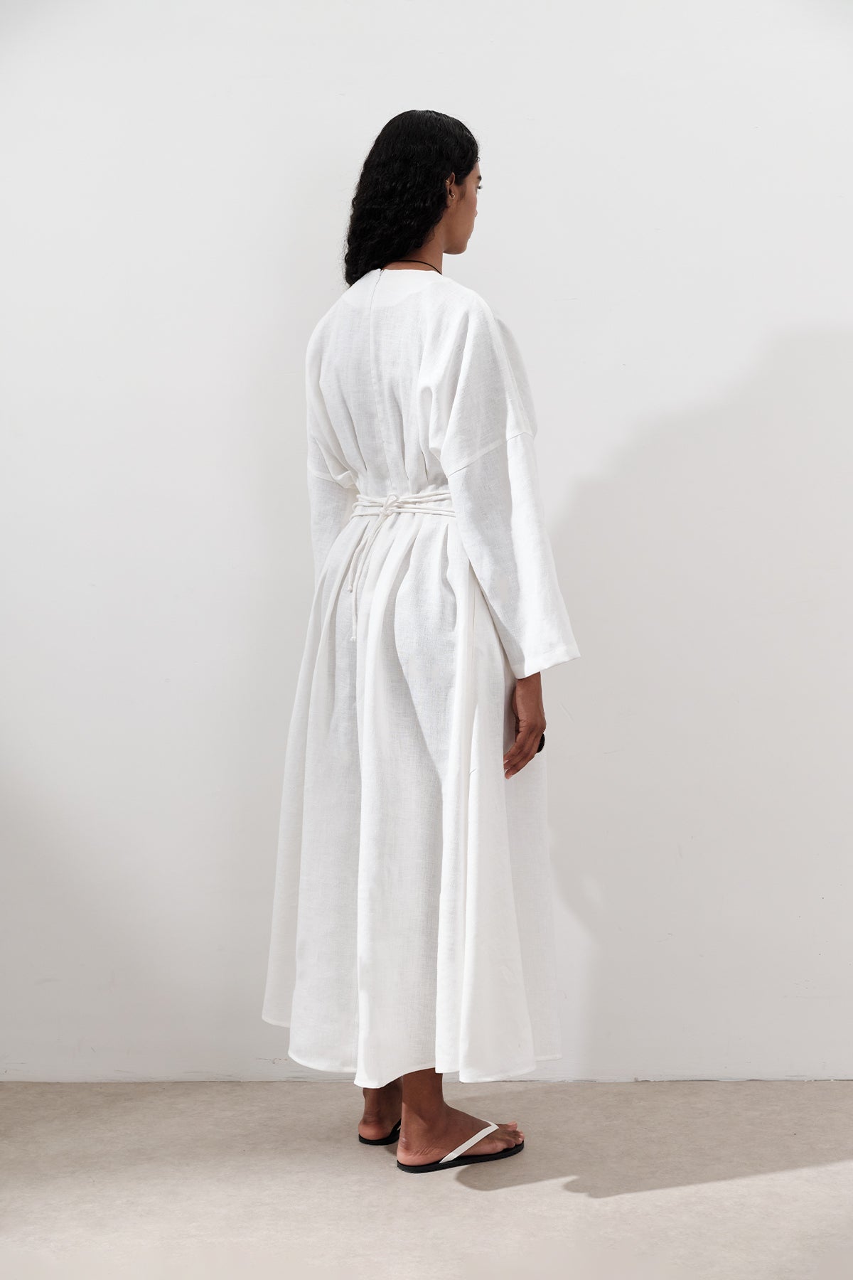 Linen Pleat Detail Dress