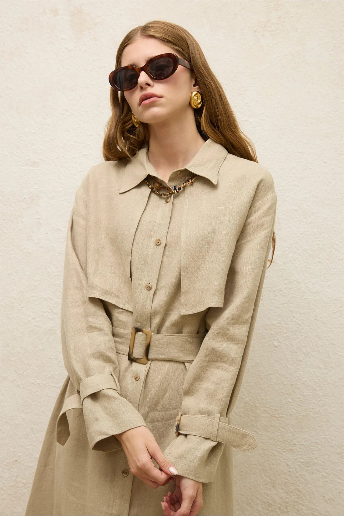 Linen Trench Style Dress