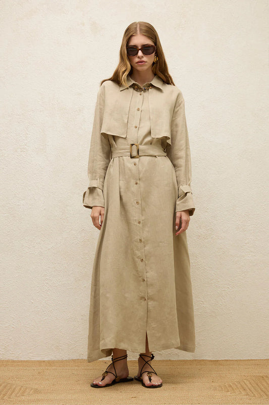 Linen Trench Style Dress