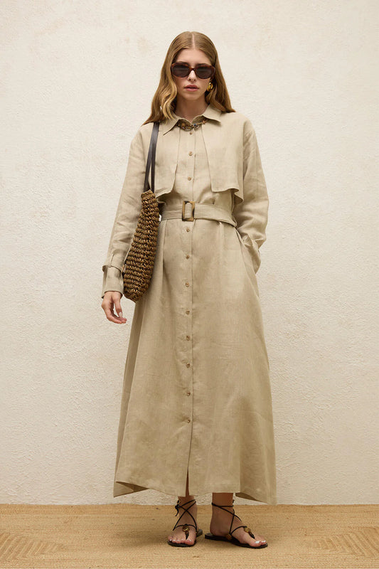 Linen Trench Style Dress