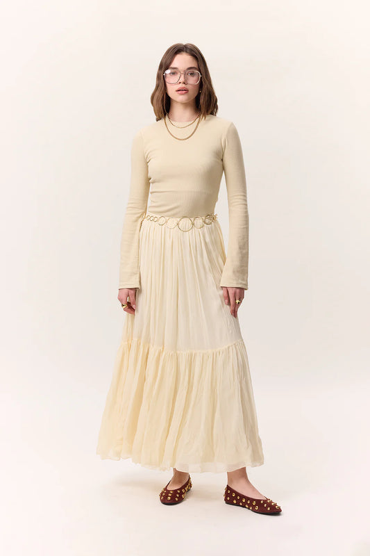Crushed Pleated Maxi Skirt