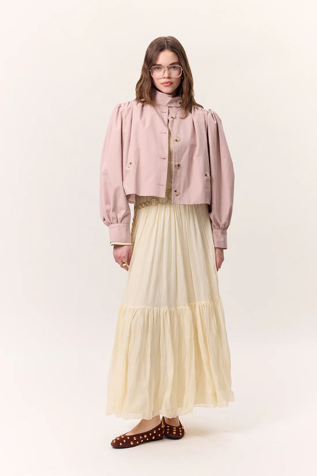 Crushed Pleated Maxi Skirt