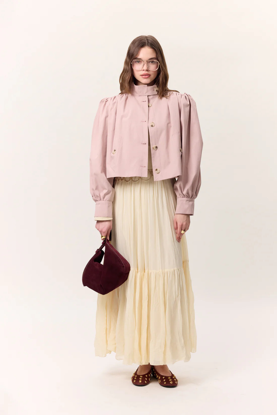 Crushed Pleated Maxi Skirt
