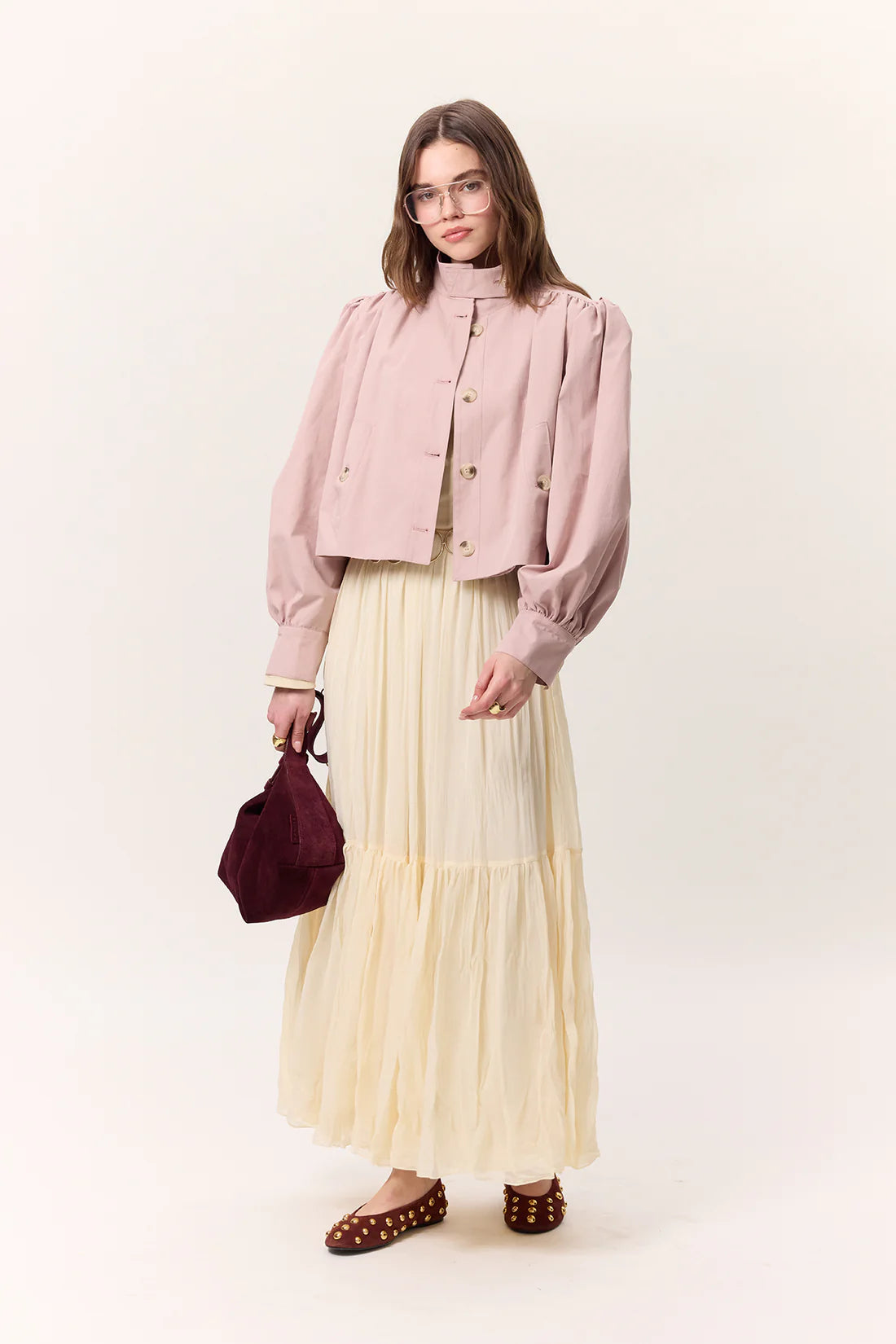 Crushed Pleated Maxi Skirt