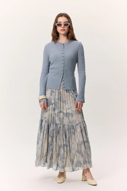 Patterned Crushed Pleated Skirt