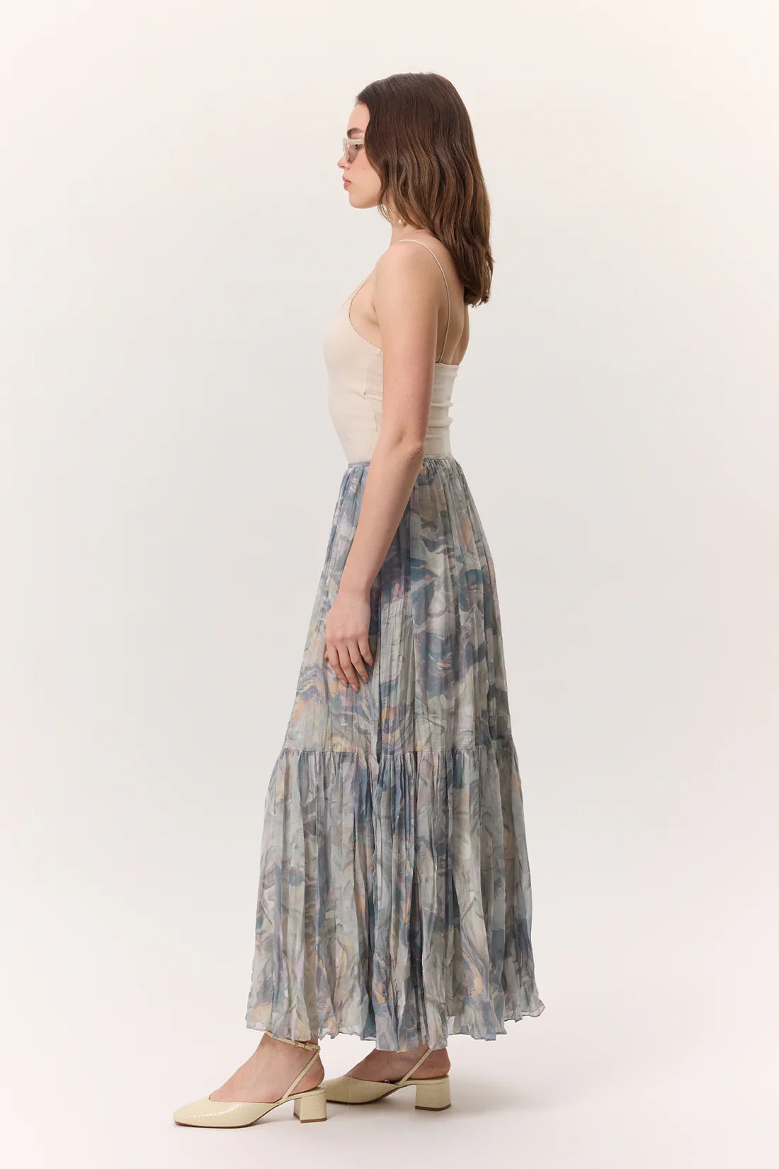 Patterned Crushed Pleated Skirt