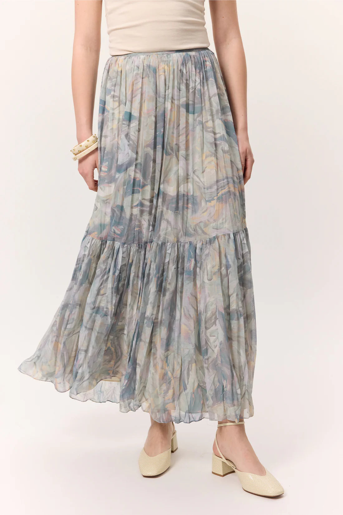 Patterned Crushed Pleated Skirt