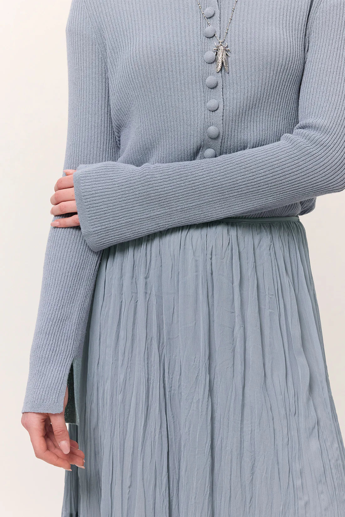 Crushed Pleated Maxi Skirt