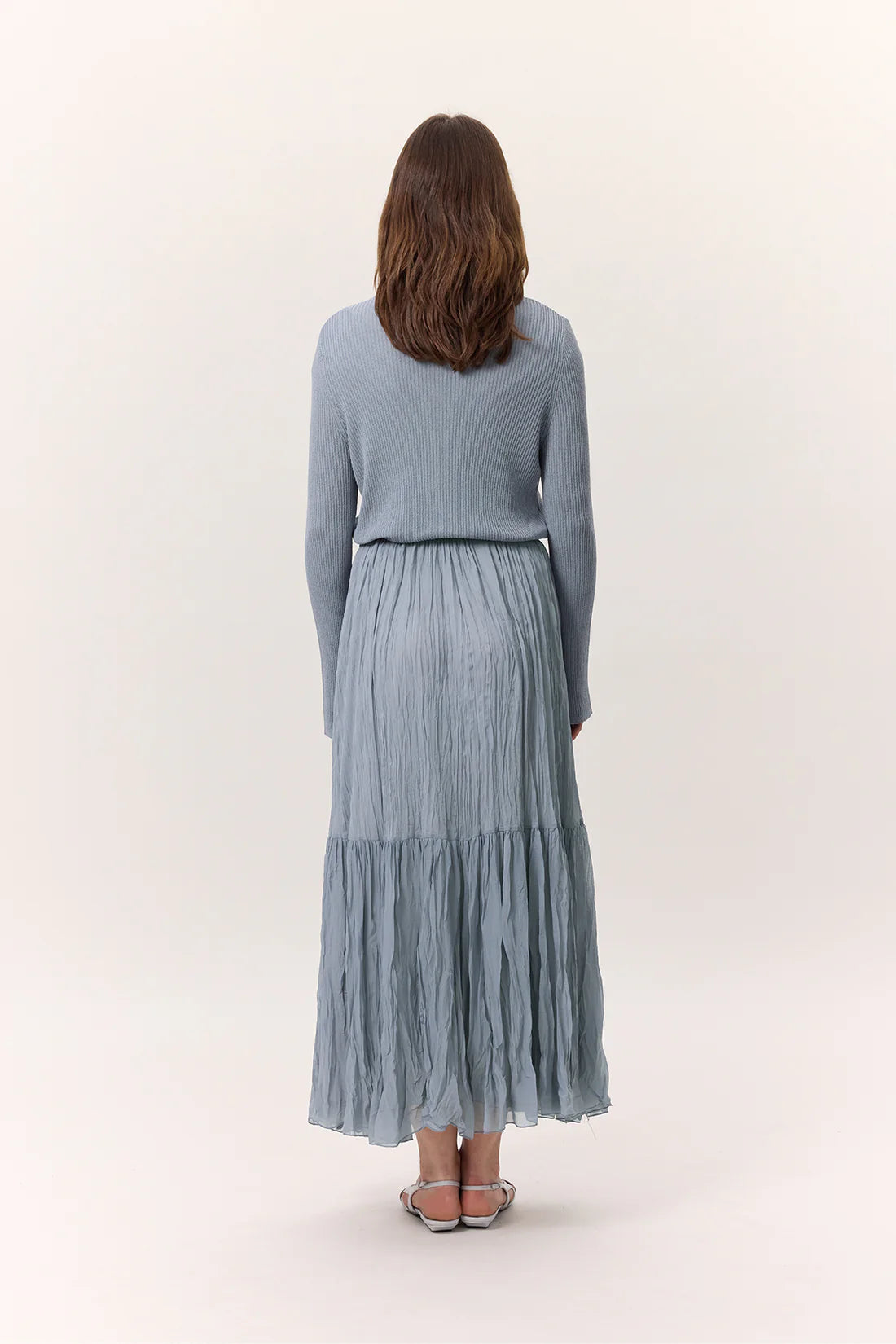 Crushed Pleated Maxi Skirt