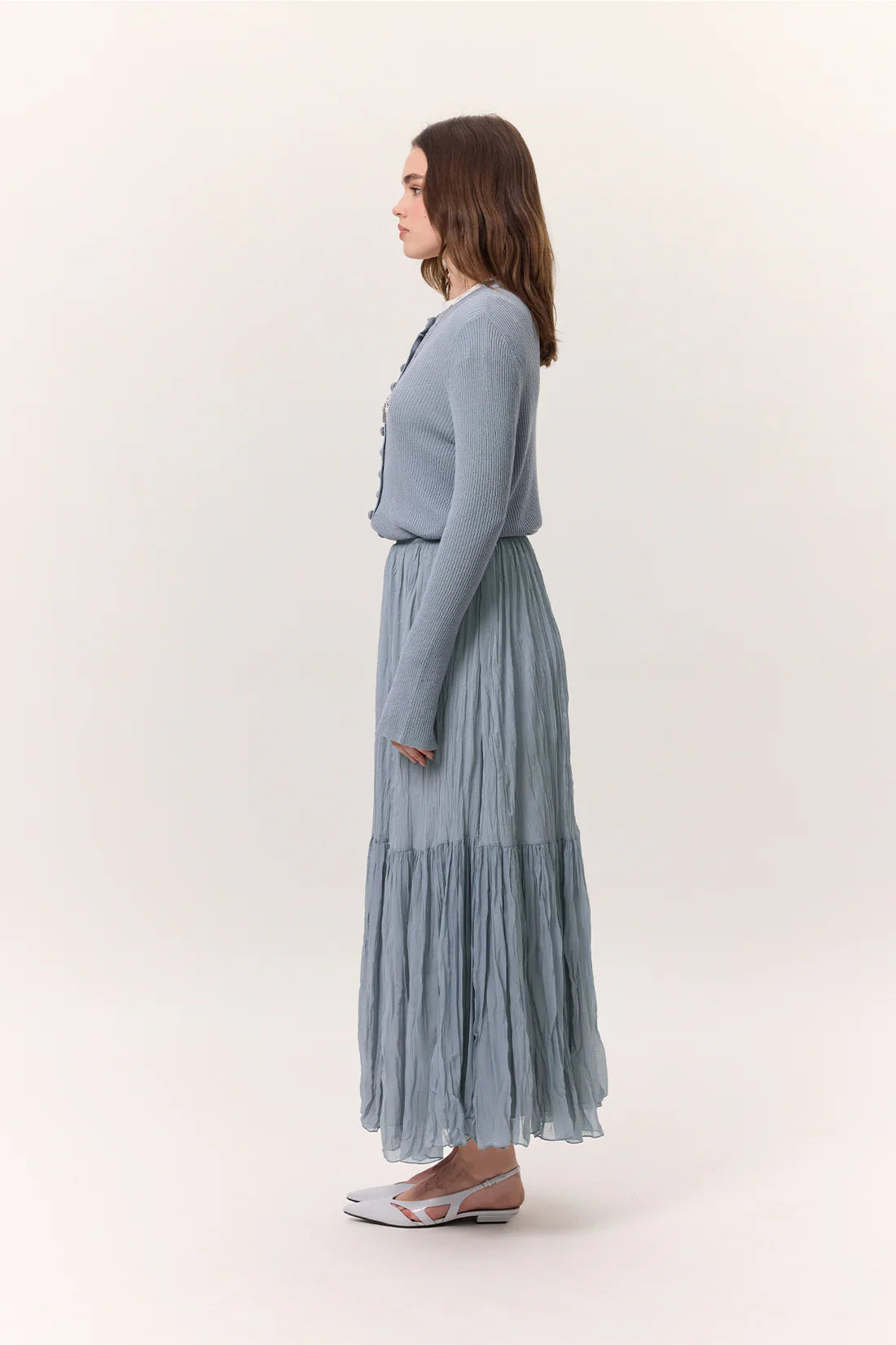 Crushed Pleated Maxi Skirt