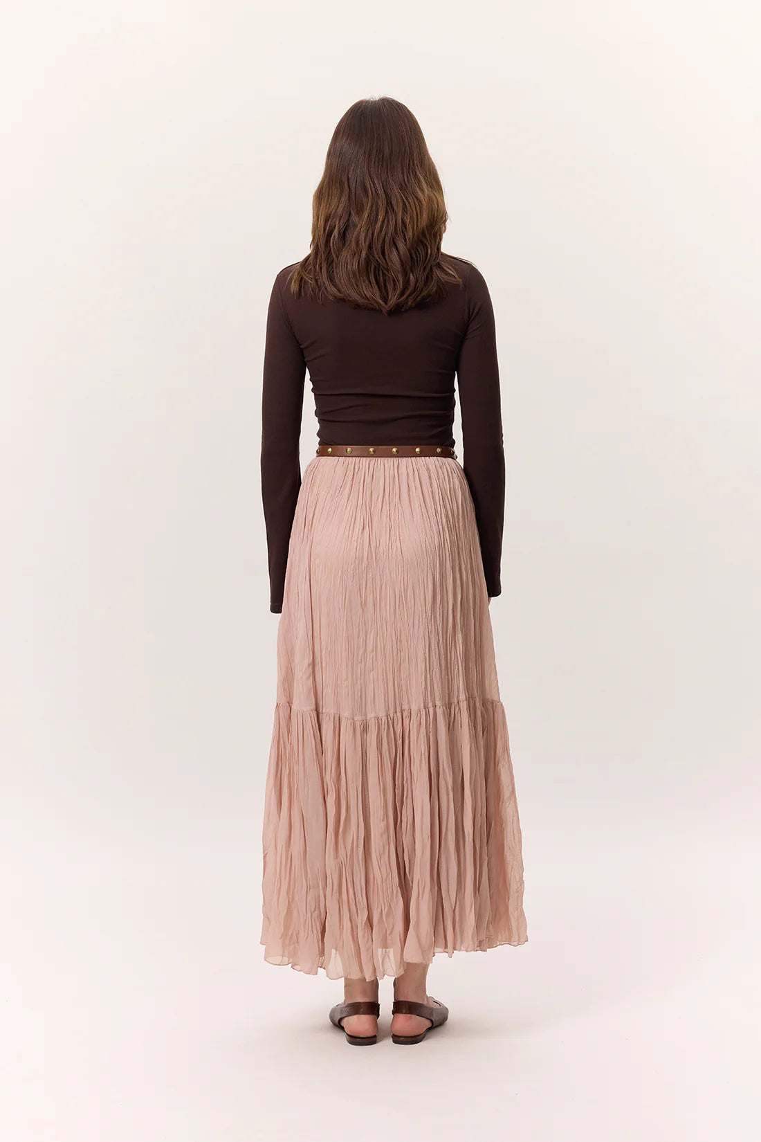 Crushed Pleated Maxi Skirt