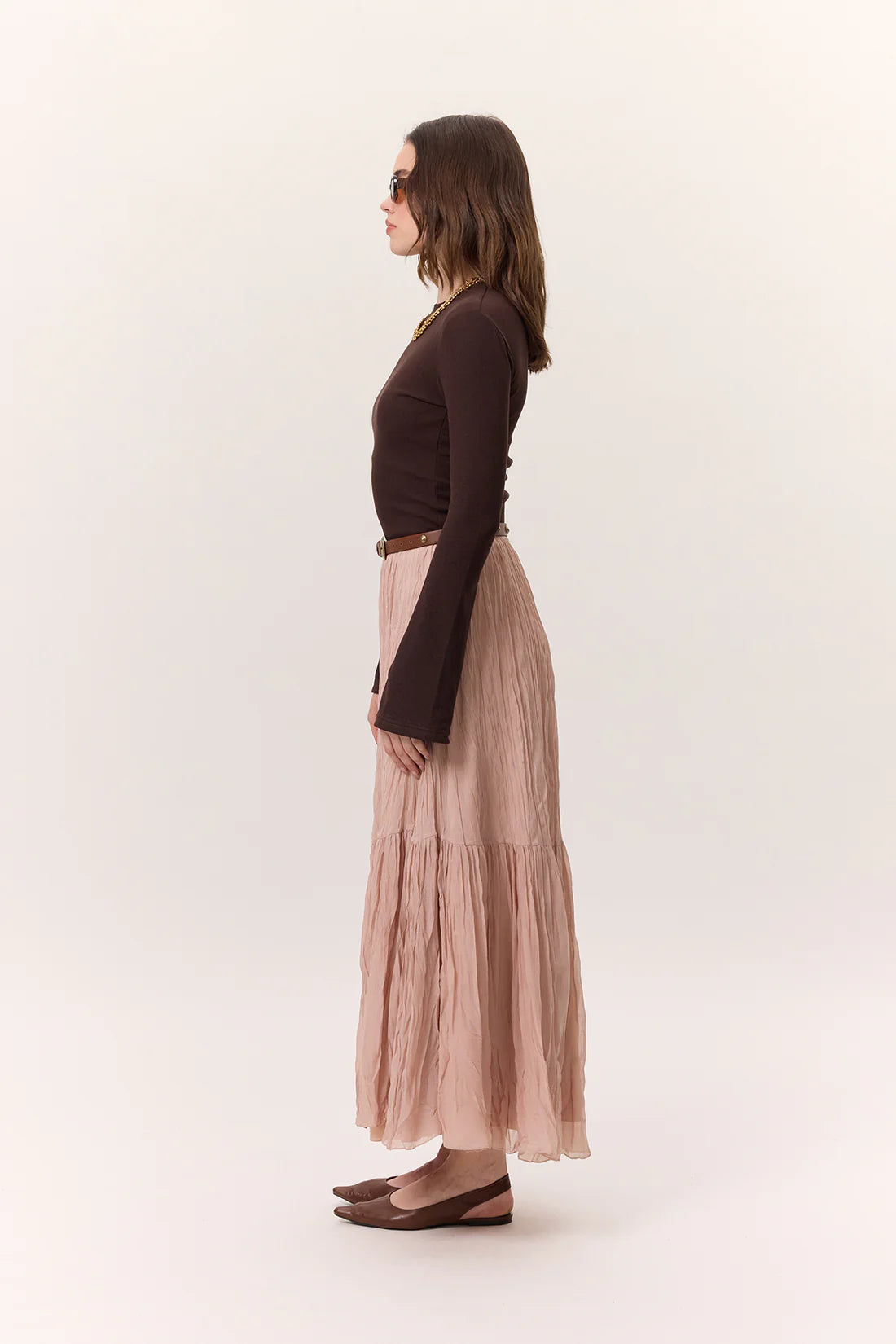 Crushed Pleated Maxi Skirt