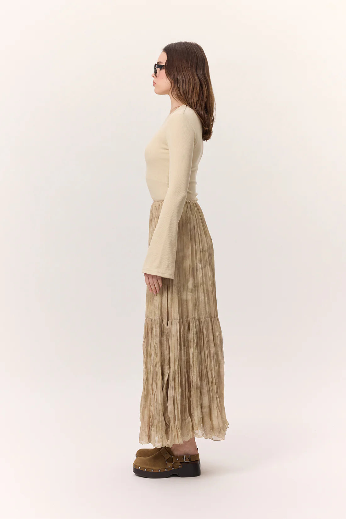 Patterned Crushed Pleated Skirt