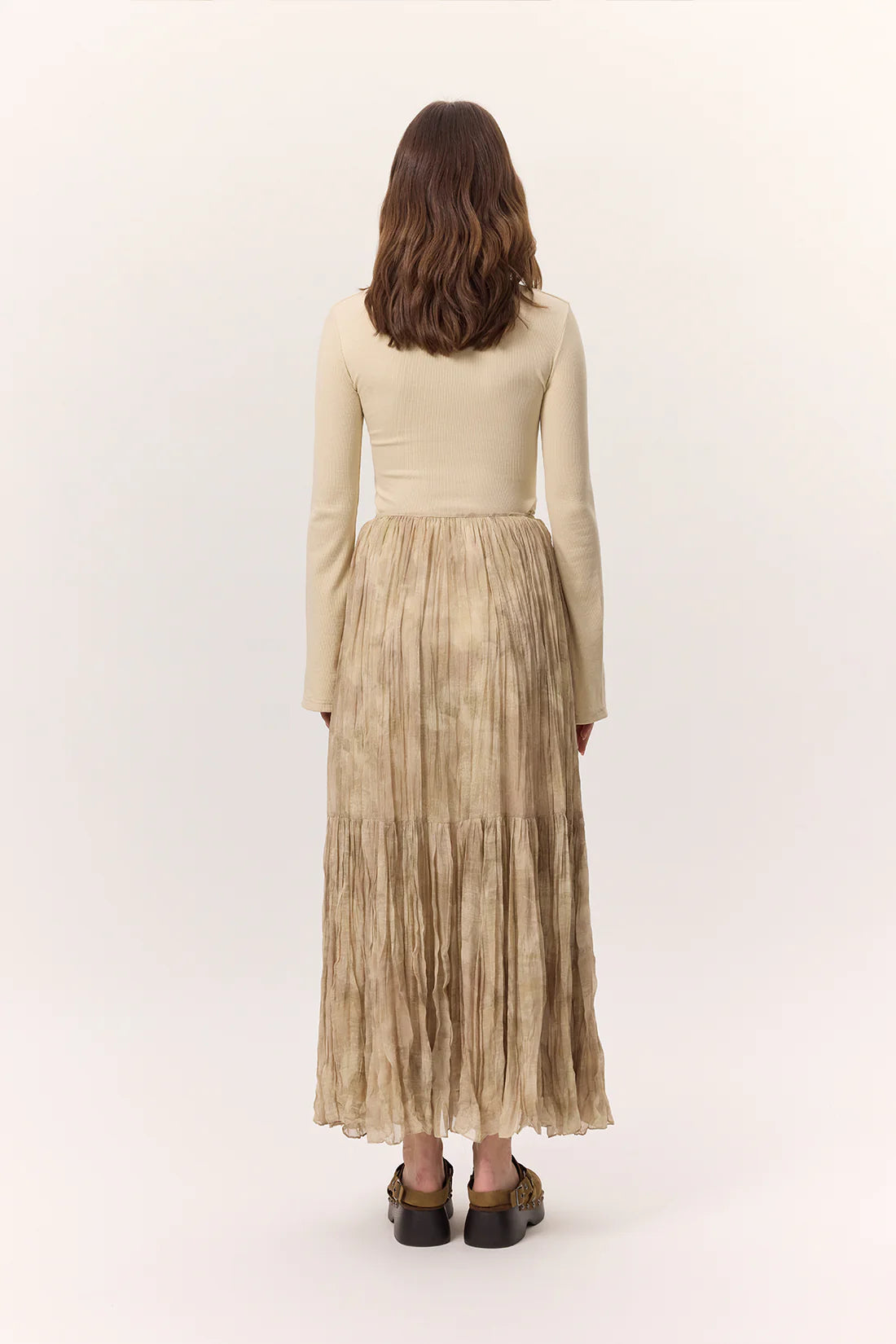 Patterned Crushed Pleated Skirt