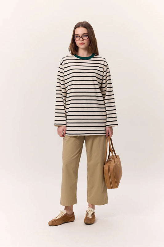 Striped Oversized Long Sleeve T-Shirt