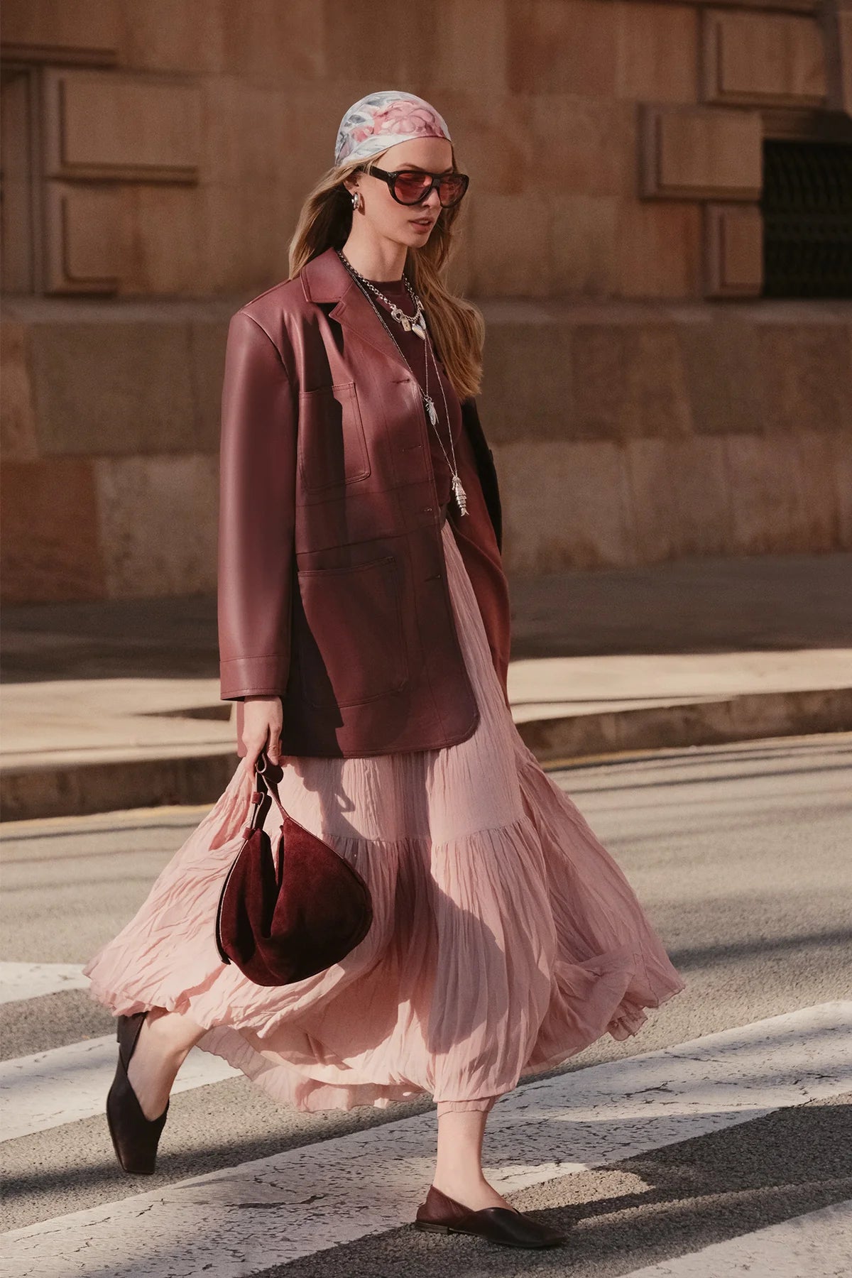Crushed Pleated Maxi Skirt