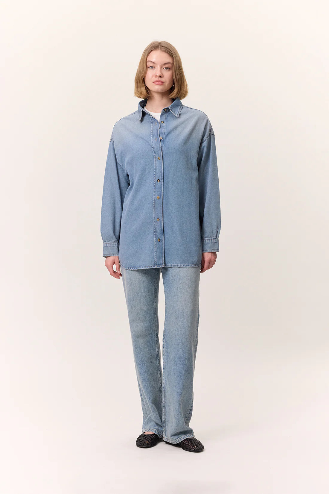 Oversized Belted Denim Shirt