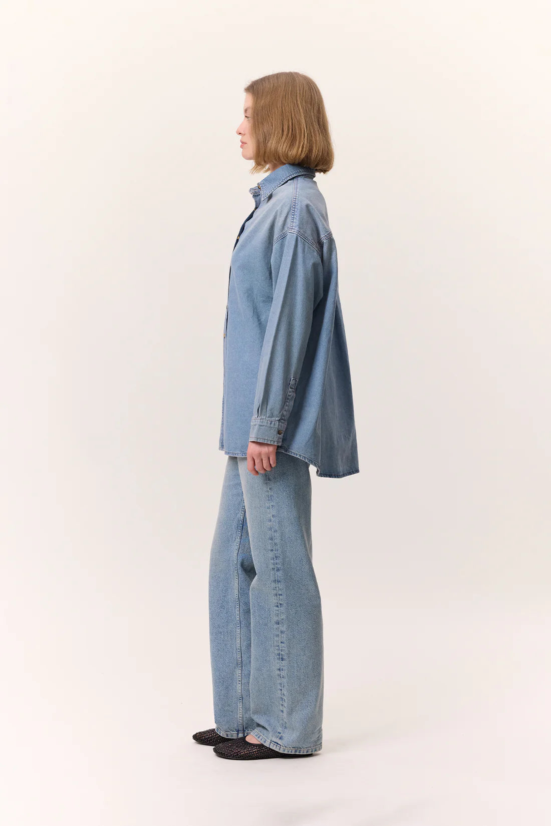 Oversized Belted Denim Shirt