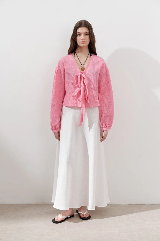 Textured Tie-Front Blouse