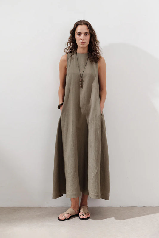 Linen Gathered Dress