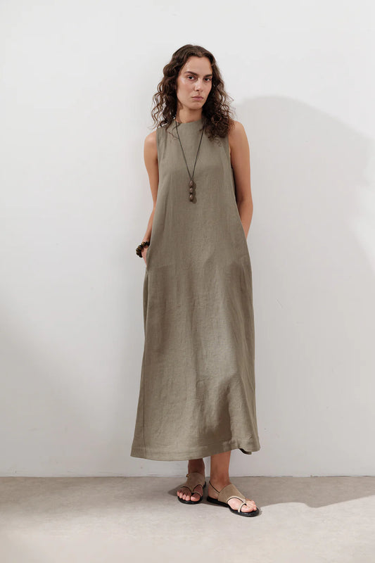 Linen Gathered Dress