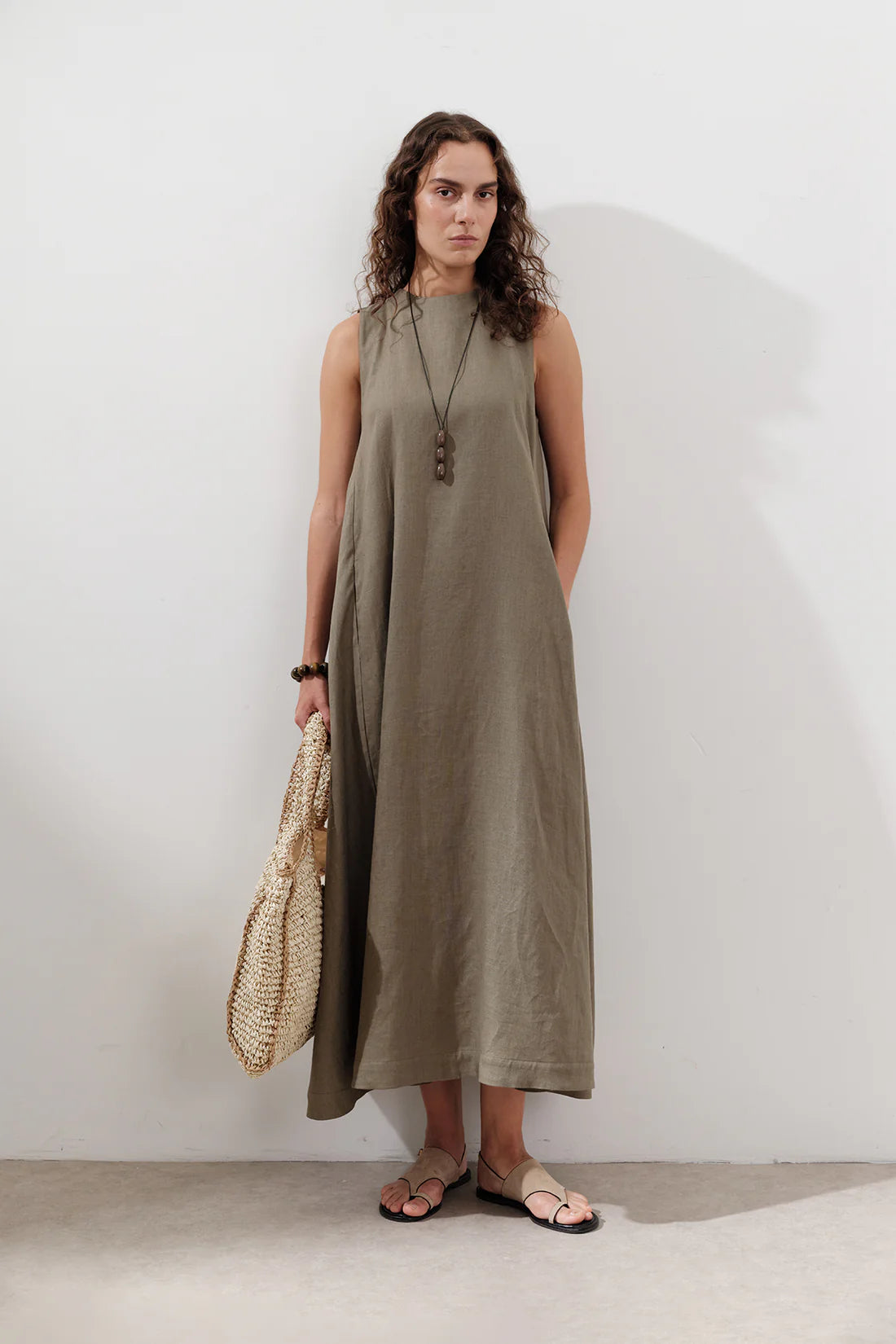 Linen Gathered Dress