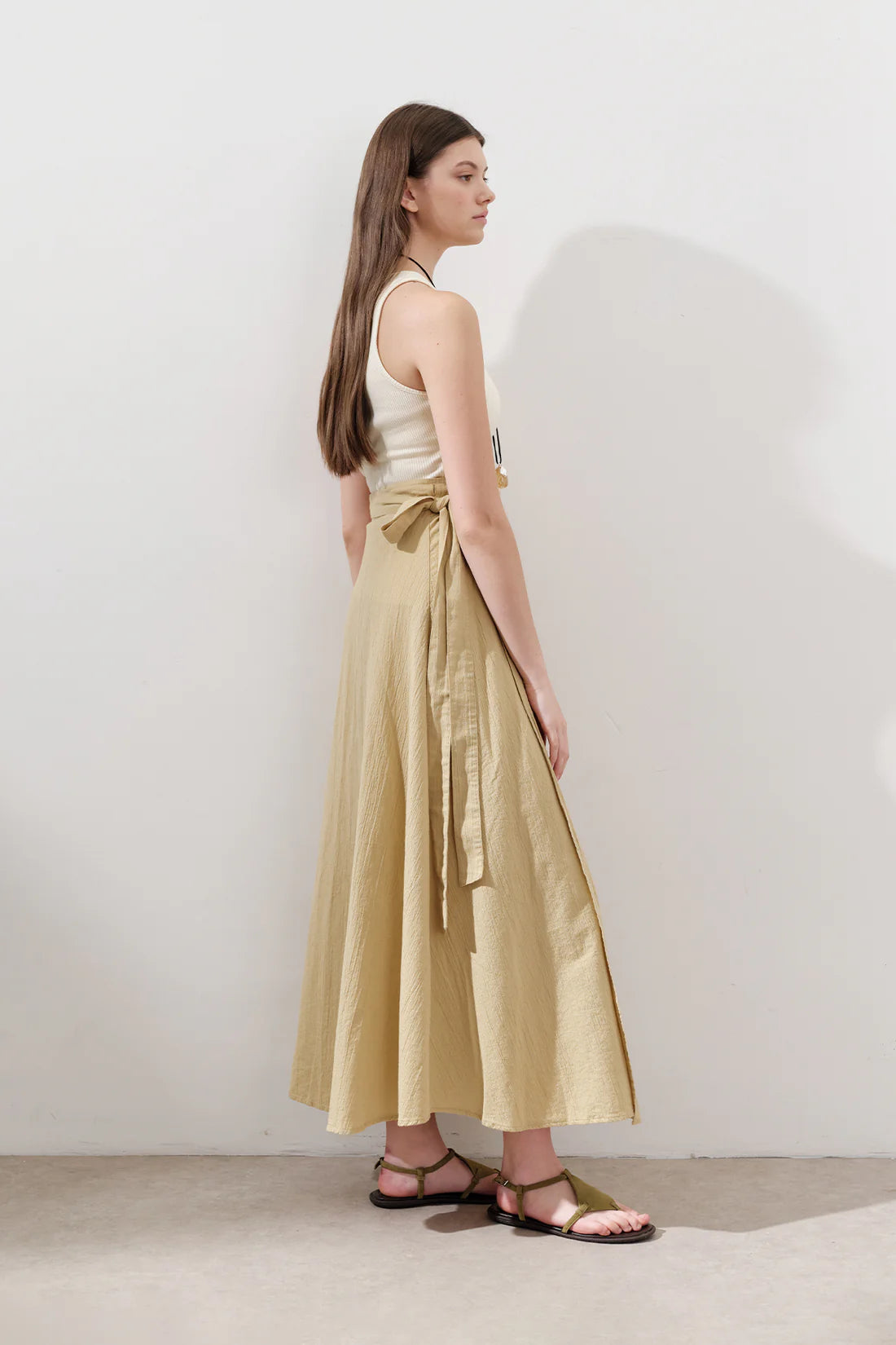 Cotton Tie-Waist Wrap Skirt