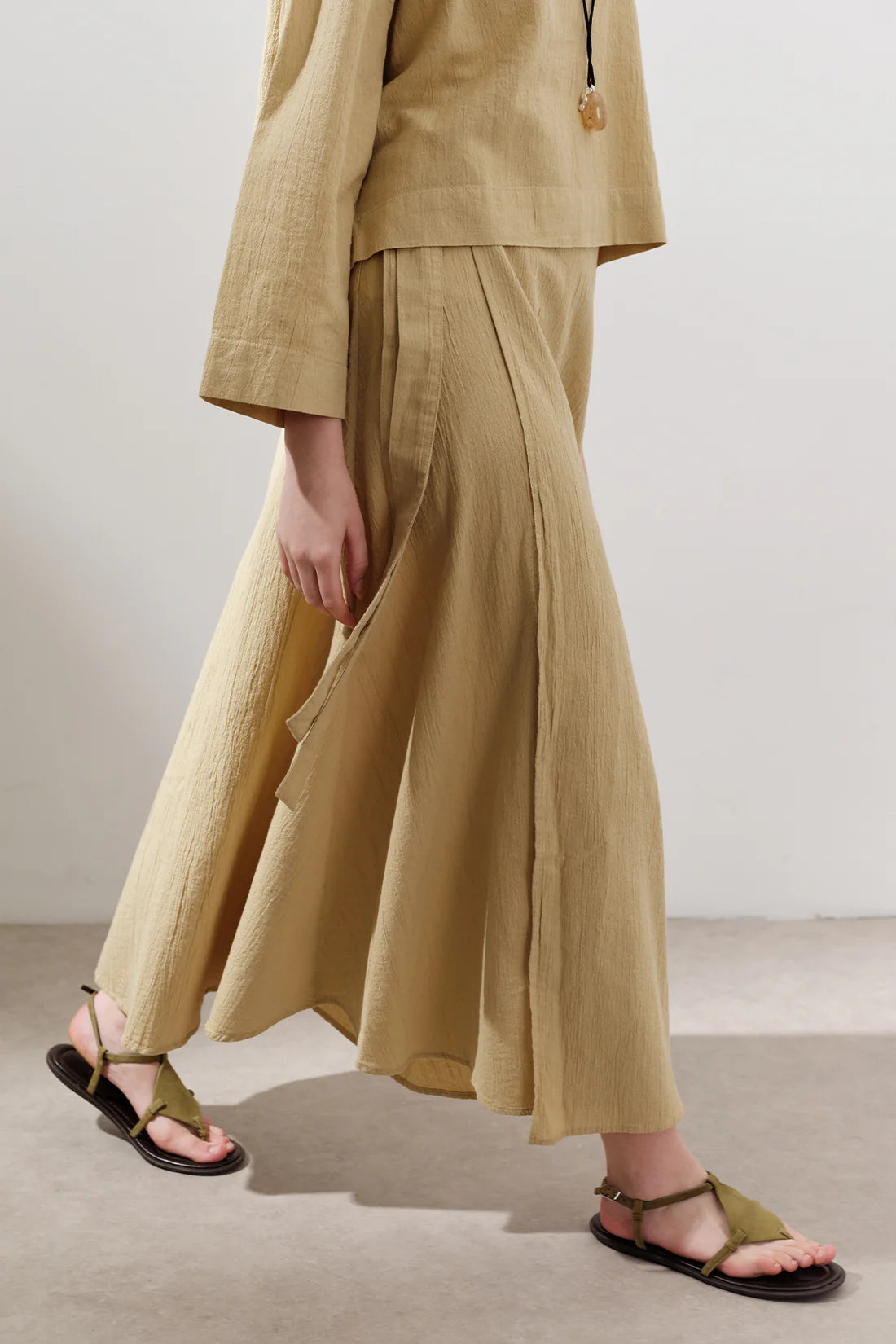Cotton Tie-Waist Wrap Skirt
