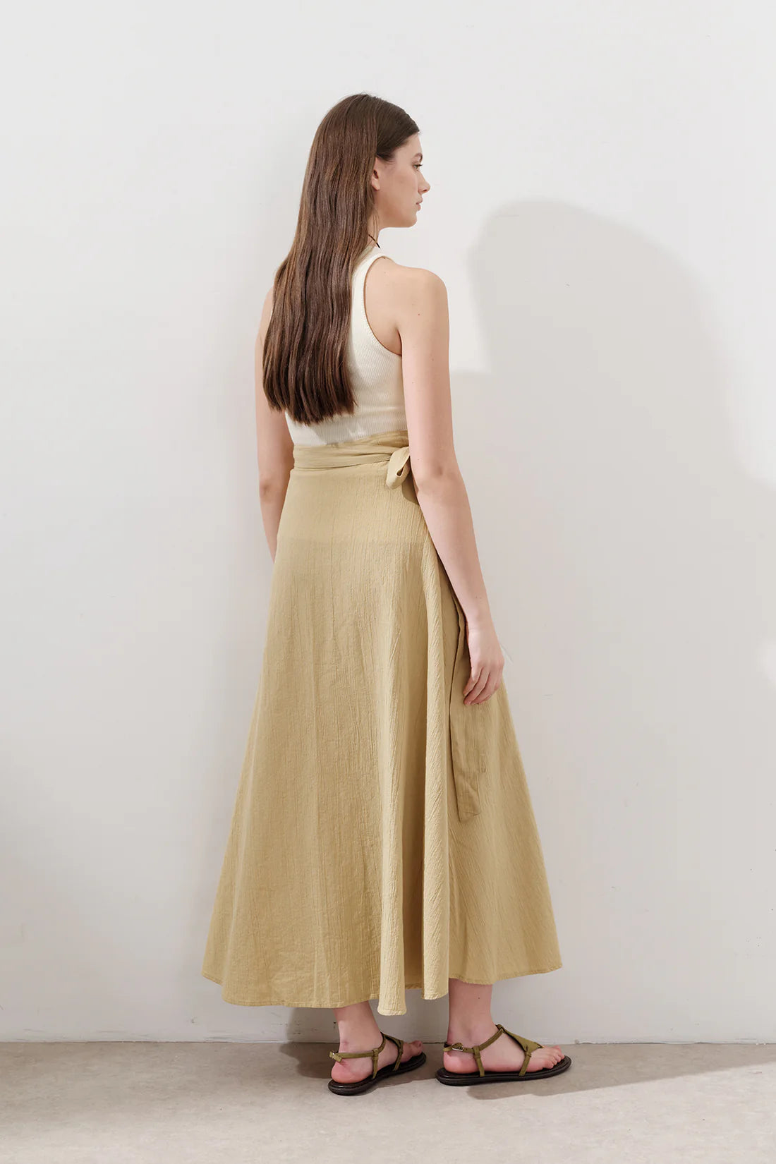 Cotton Tie-Waist Wrap Skirt