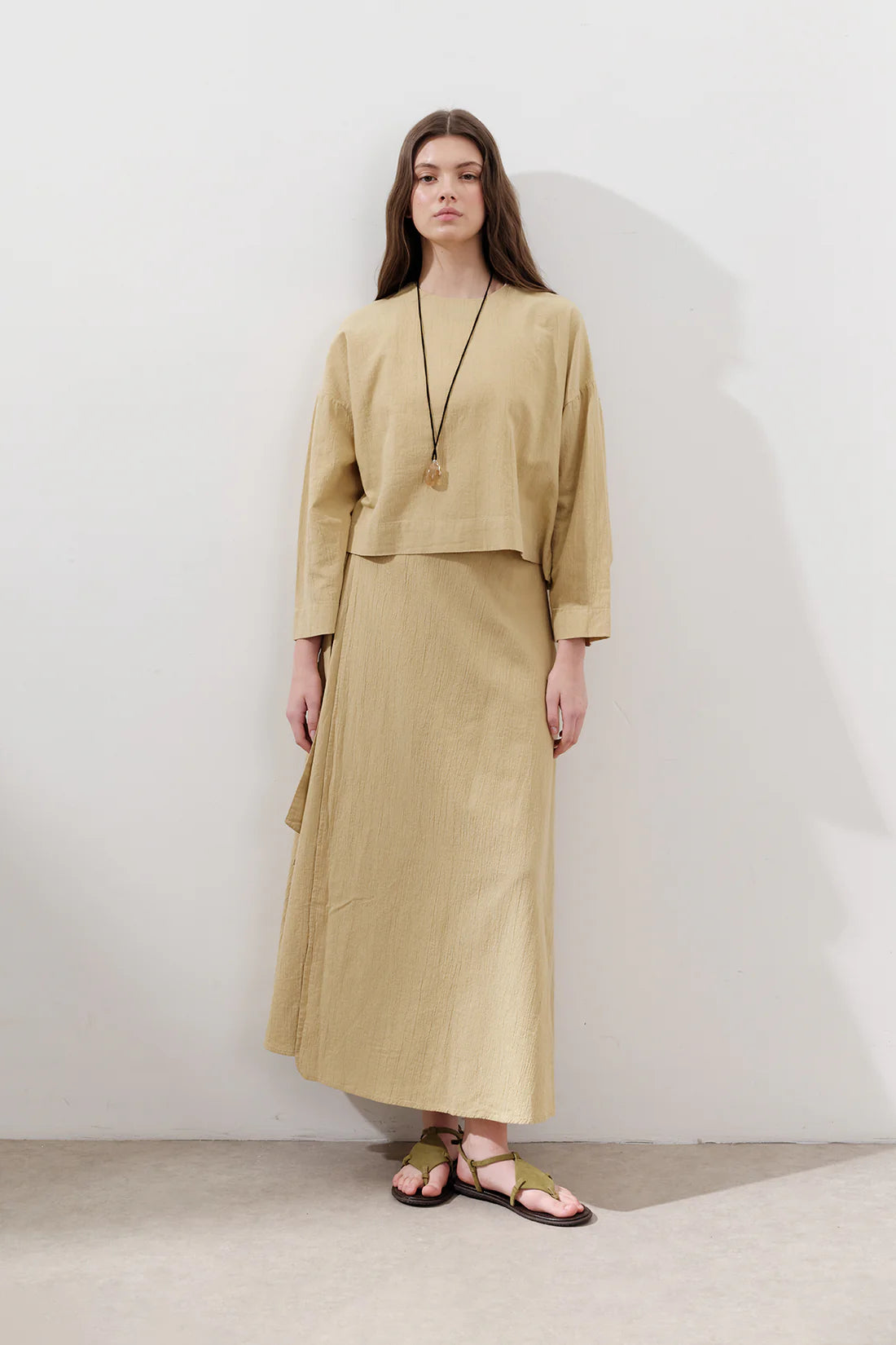 Cotton Tie-Waist Wrap Skirt
