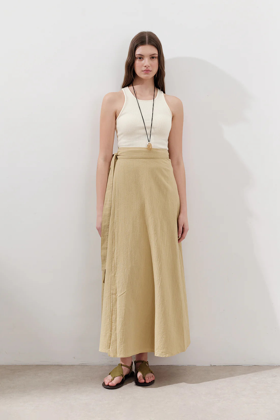 Cotton Tie-Waist Wrap Skirt