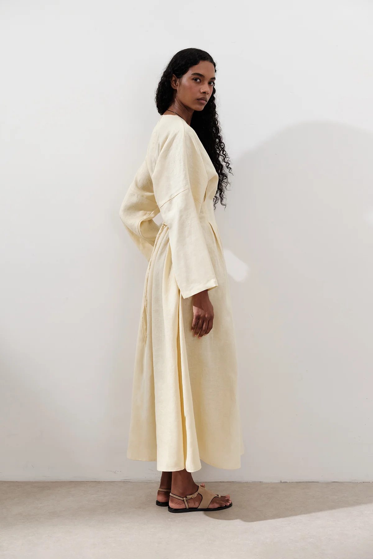 Linen Pleat Detail Dress