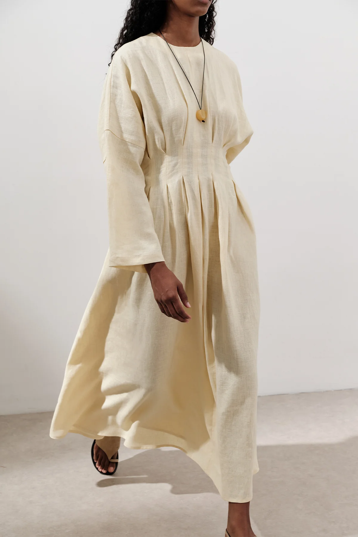 Linen Pleat Detail Dress