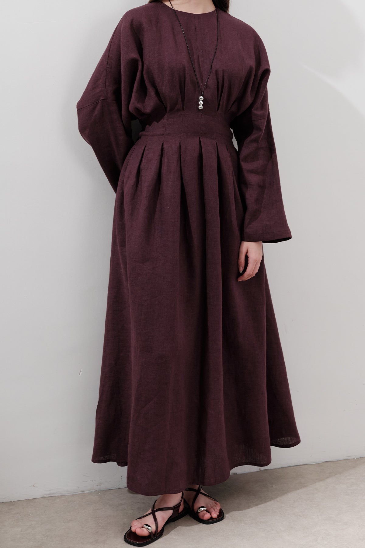 Linen Pleat Detail Dress