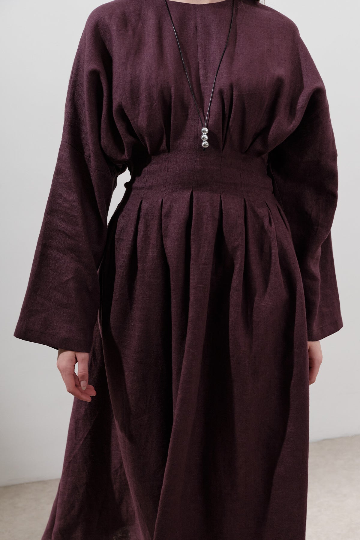 Linen Pleat Detail Dress