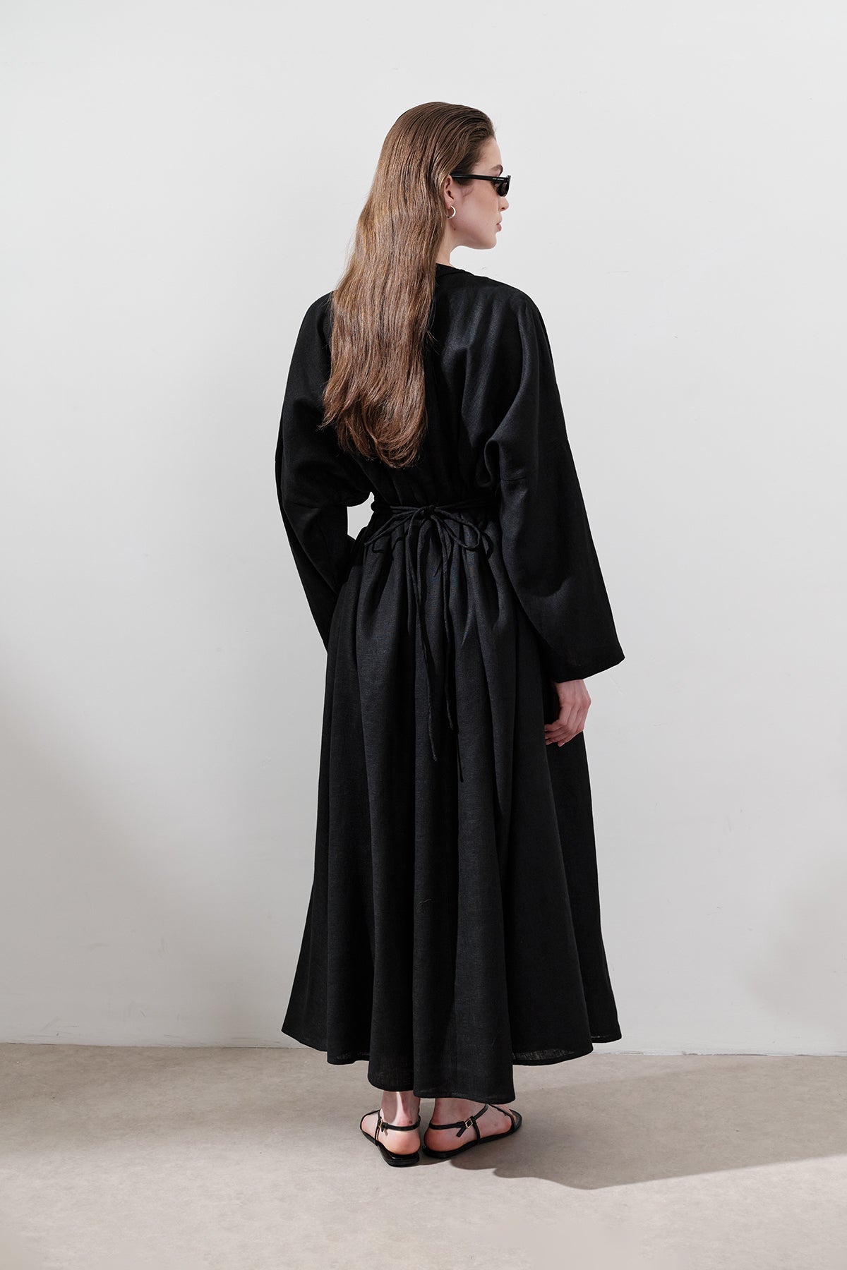 Linen Pleat Detail Dress