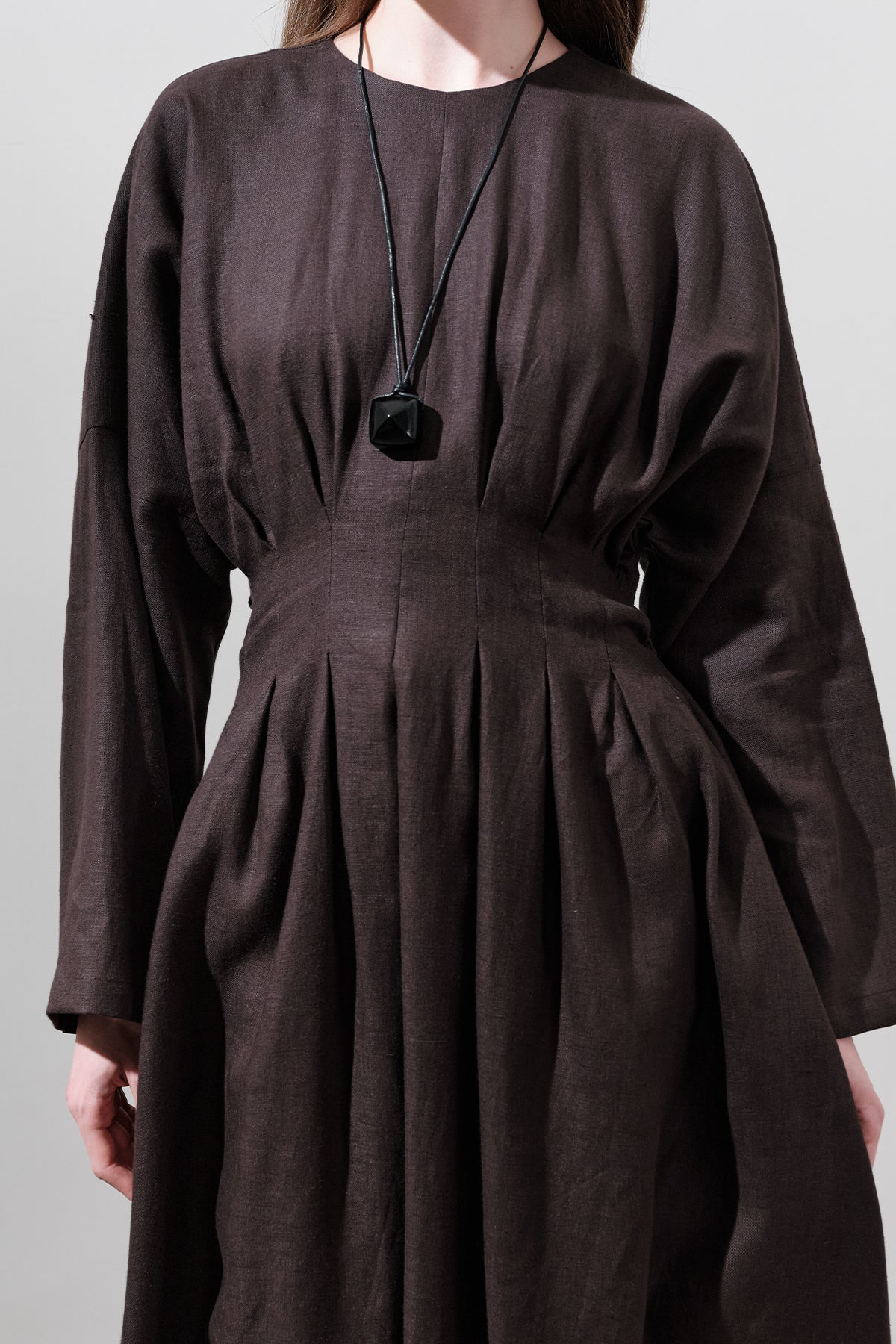 Linen Pleat Detail Dress