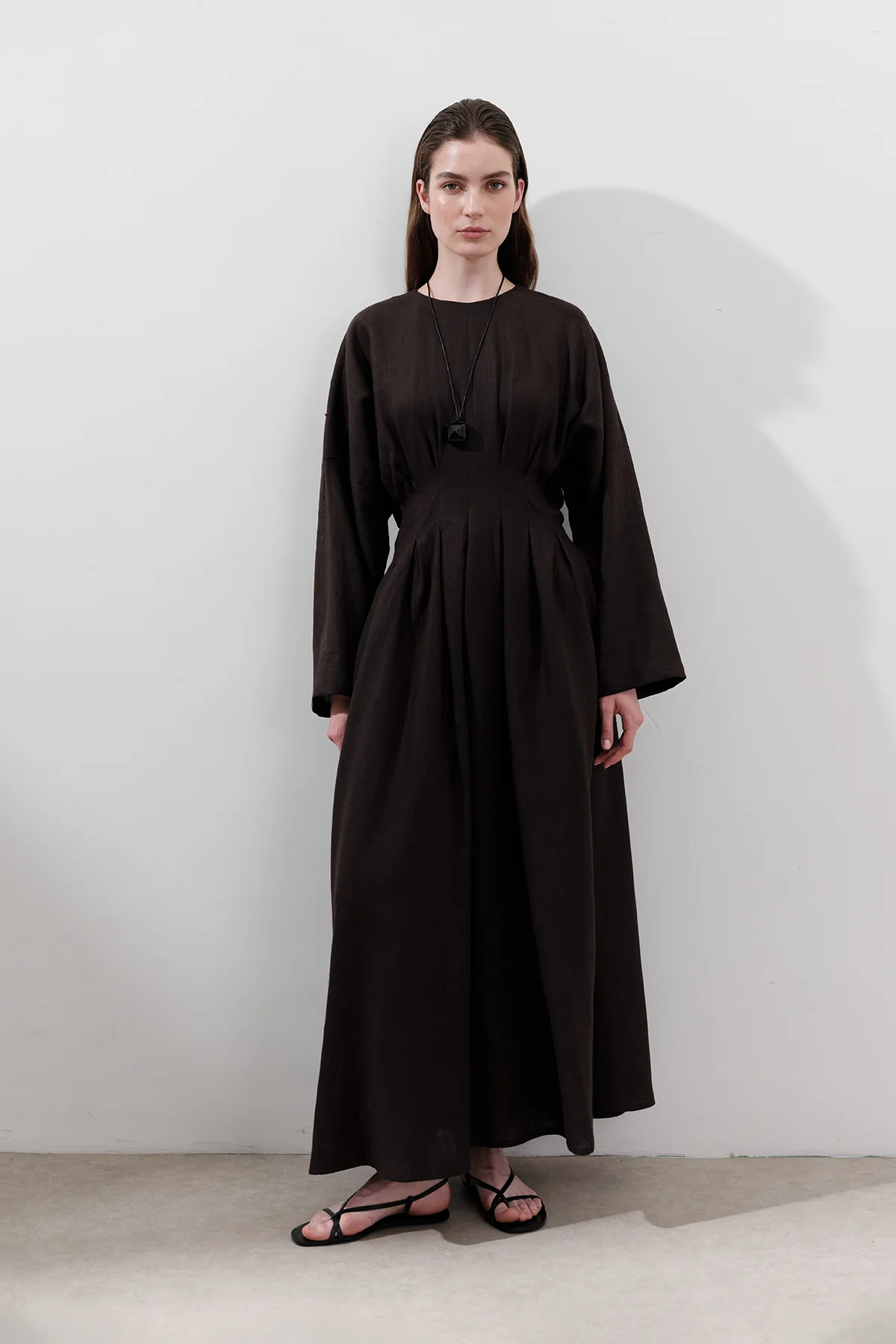 Linen Pleat Detail Dress