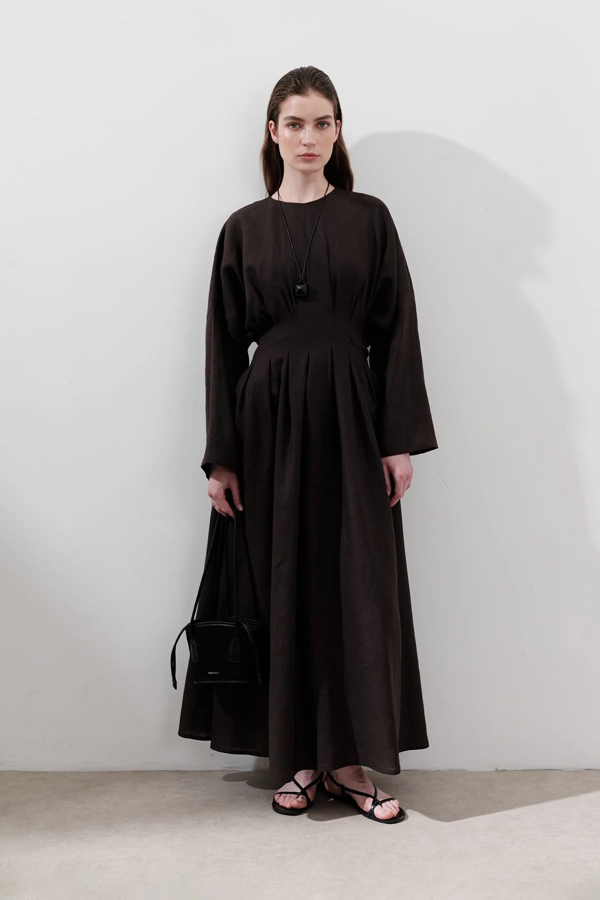 Linen Pleat Detail Dress