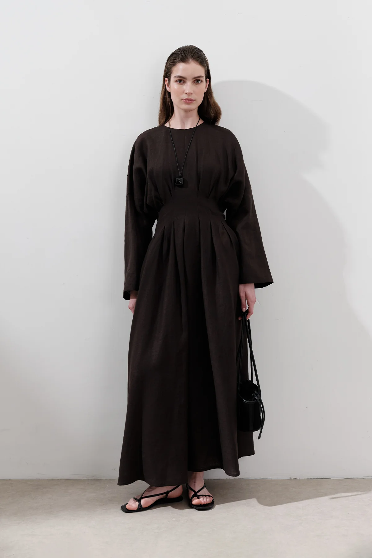 Linen Pleat Detail Dress