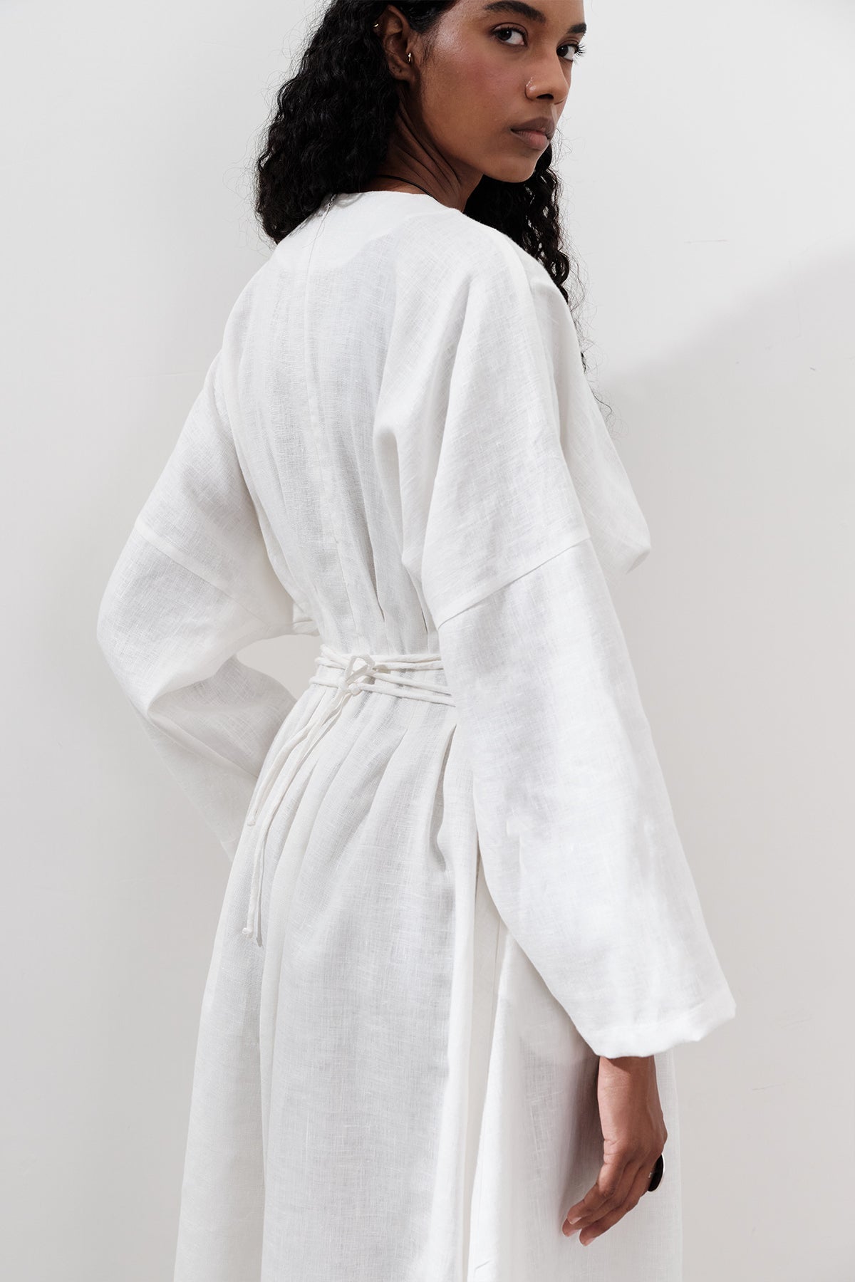 Linen Pleat Detail Dress