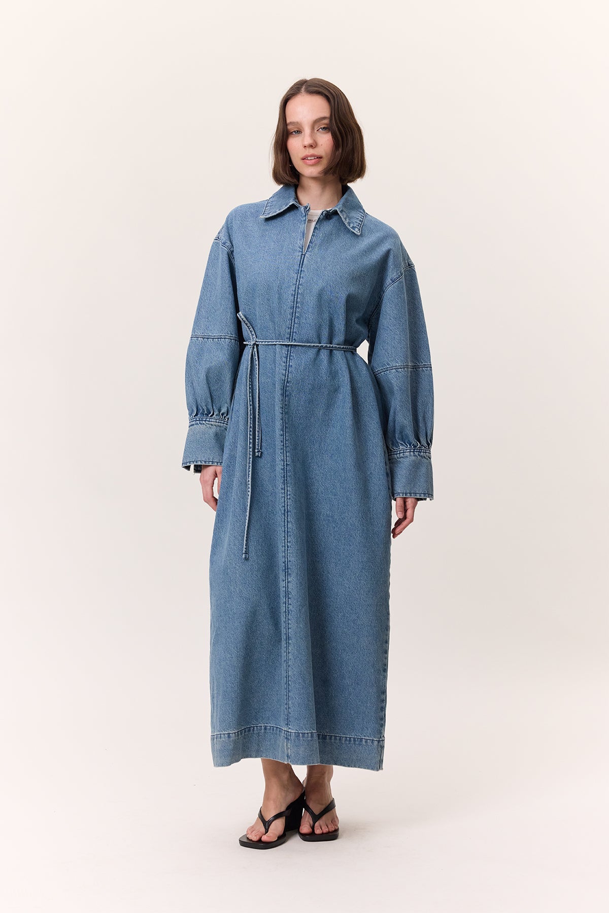Cuffed Denim Dress