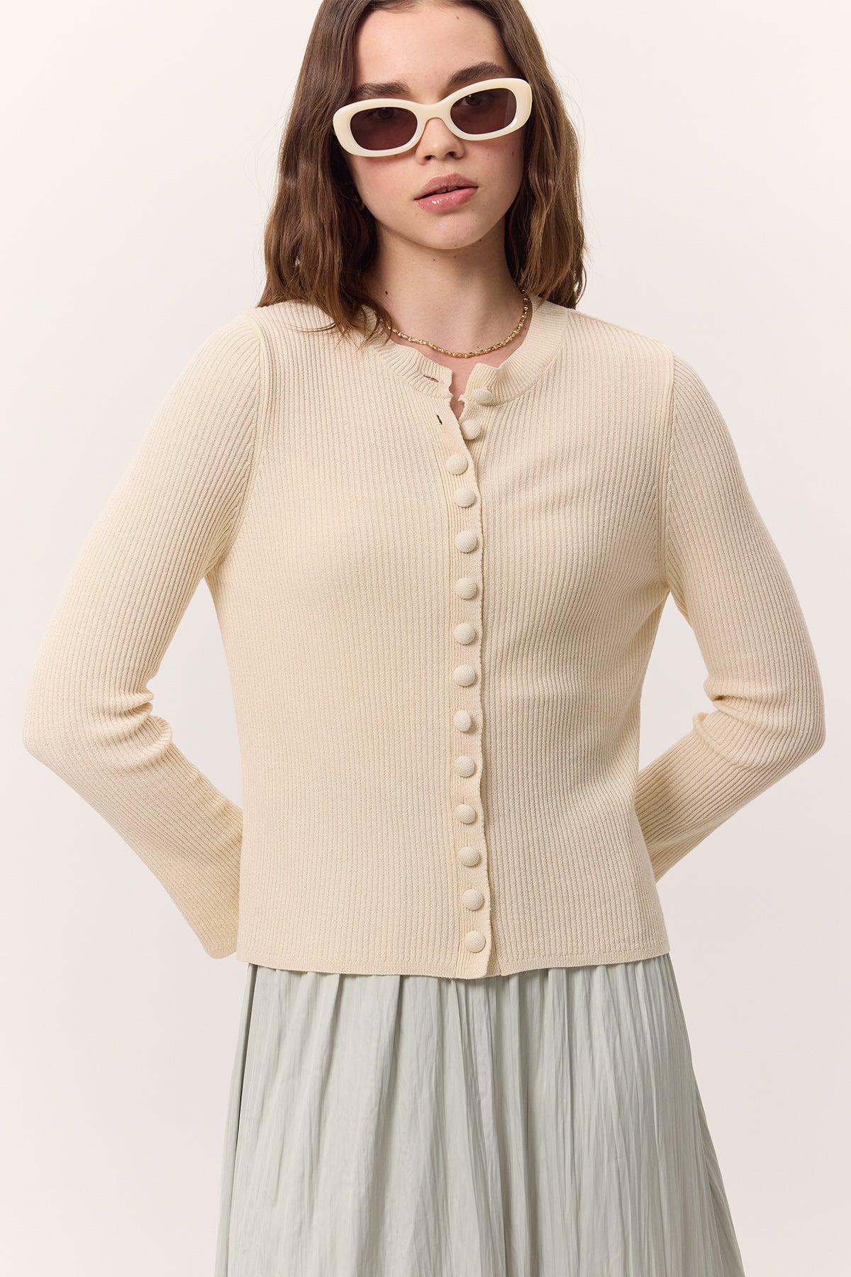 Small Button Knit Cardigan